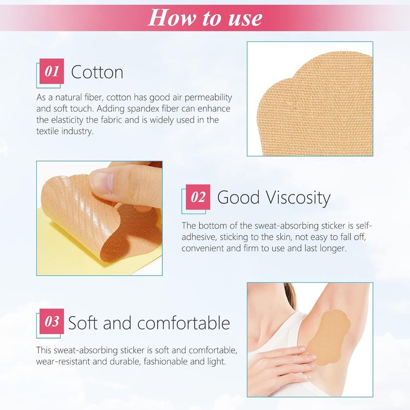 RTBYUE Underarm Sweat Pads, 28 Pcs Invisible Self-adhesive Cotton Armpit Antiperspirant Sticker, Disposable Anti Perspiration Absorbent Deodorant Prevention Pad, for Women and Men Non Sweat Armpit Protection - Image 5